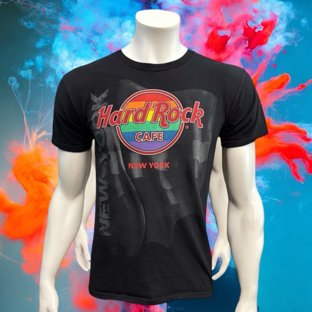 Hard Rock Cafe New York Black Multi-Color Rainbow Pride Graphic T-Shirt Small